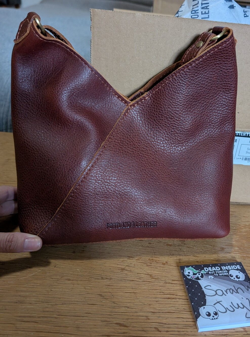 Portland Leather Nutmeg Small Naomi Pebbled Leather Shoulder Bag - Picture 1 of 4